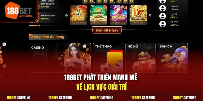 188BET phát triển mạnh mẽ về lịch vực giải trí